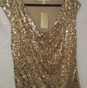 Michael Kors Gold Sequin Top Size L